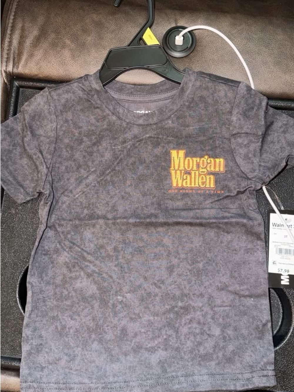Kids Short-Sleeve Mineral Wash Graphic Tee - Black with Yellow Logo